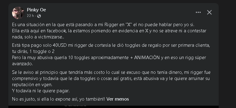 Post de Pinky en Facebook