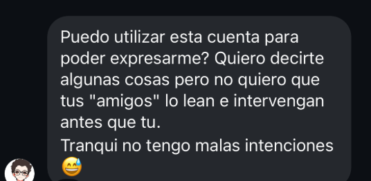 DM pidiendo hablar en privado
