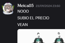 Reacción del chat al precio