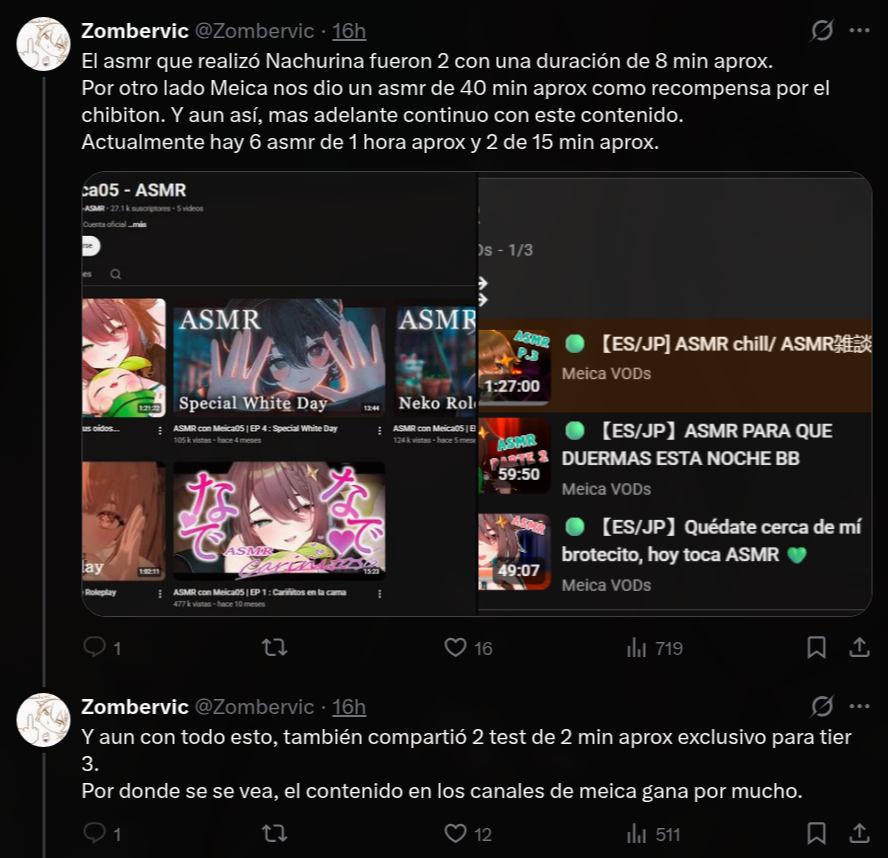 Comparación de volumen ASMR de Zombervic
