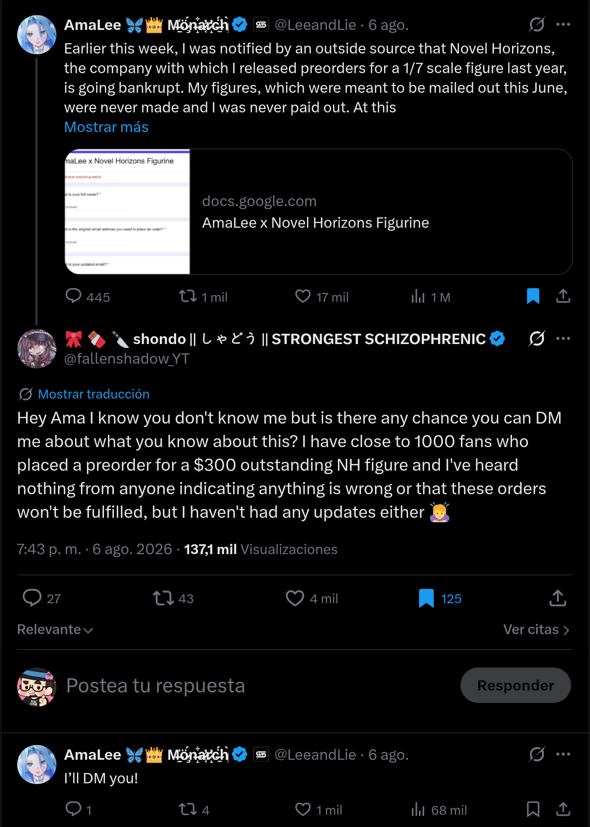 shondo le pide DM a AmaLee