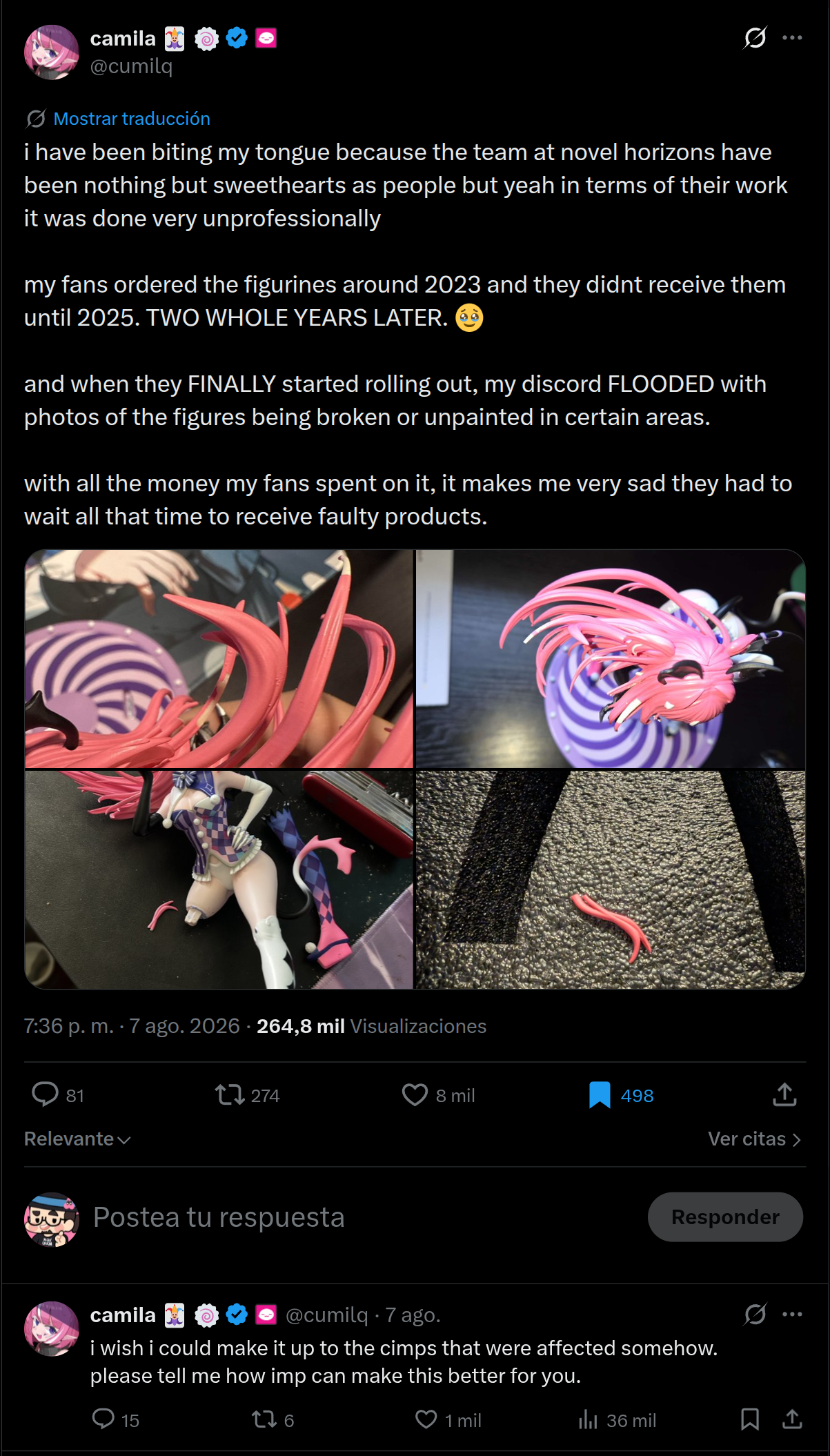 Post de camila con las figuras dañadas