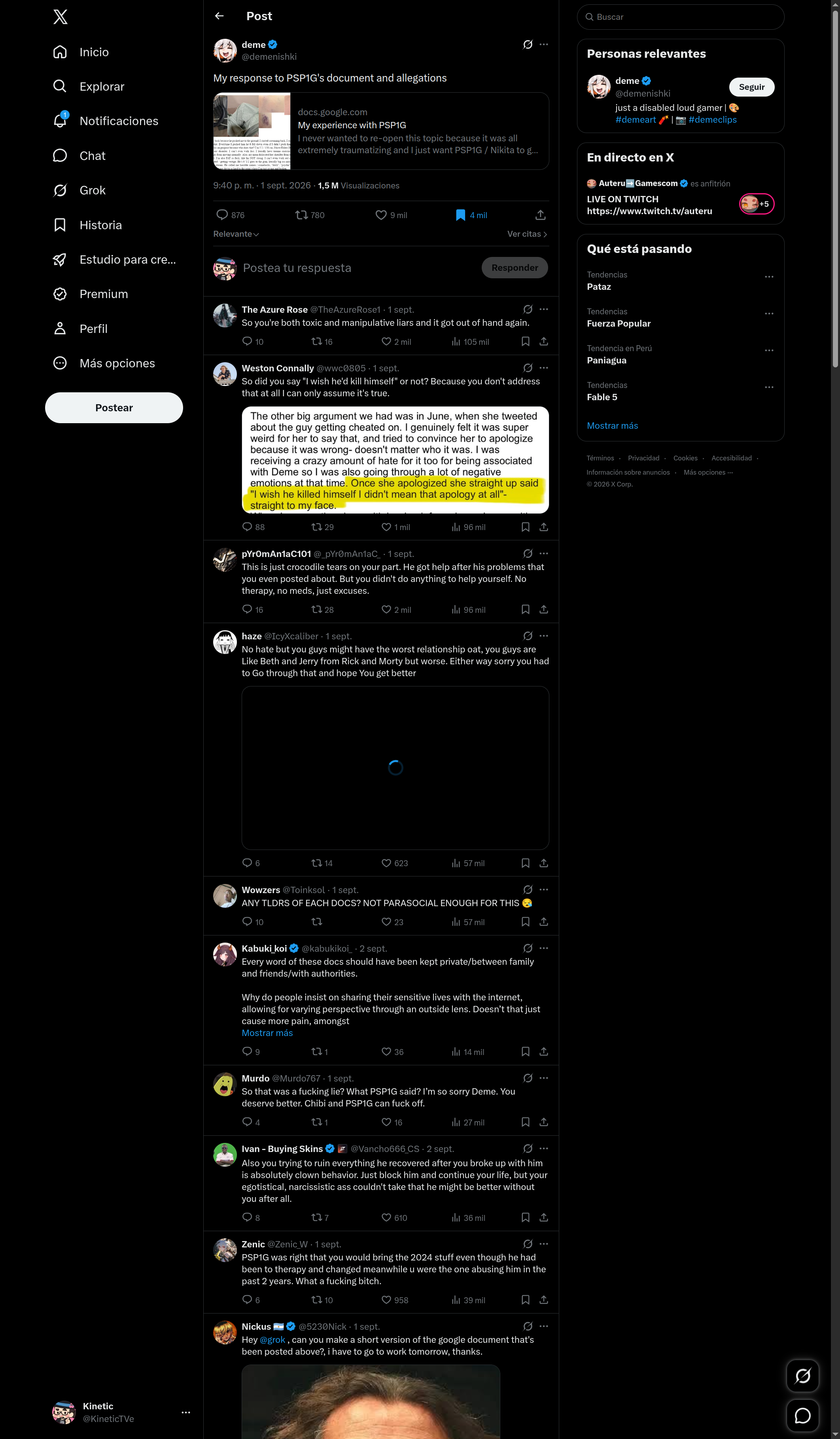 Tweet de la respuesta de deme